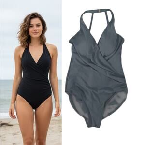 Miraclesuit One Piece Swimsuit  Women's Size 10 Black Adjustable Straps Padded